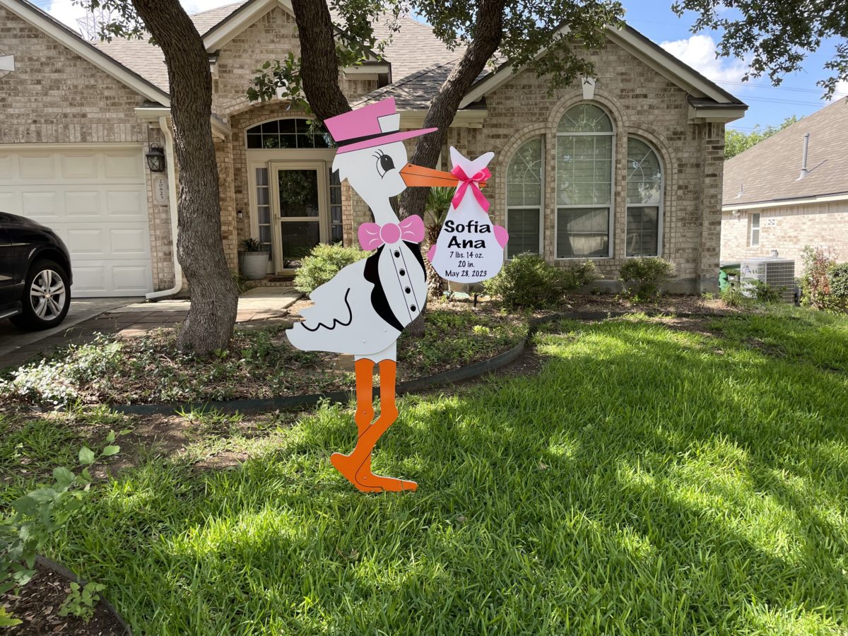Pink Stork Sign, Birth Announcement Yard Stork Sign in Germantown, Collierville, Memphis
